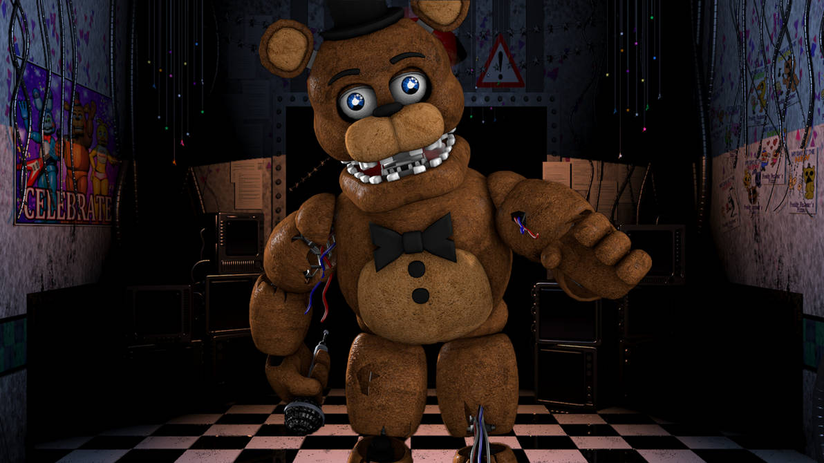 FNaF 2 title screen remake (Withered Freddy and Toy Freddy by