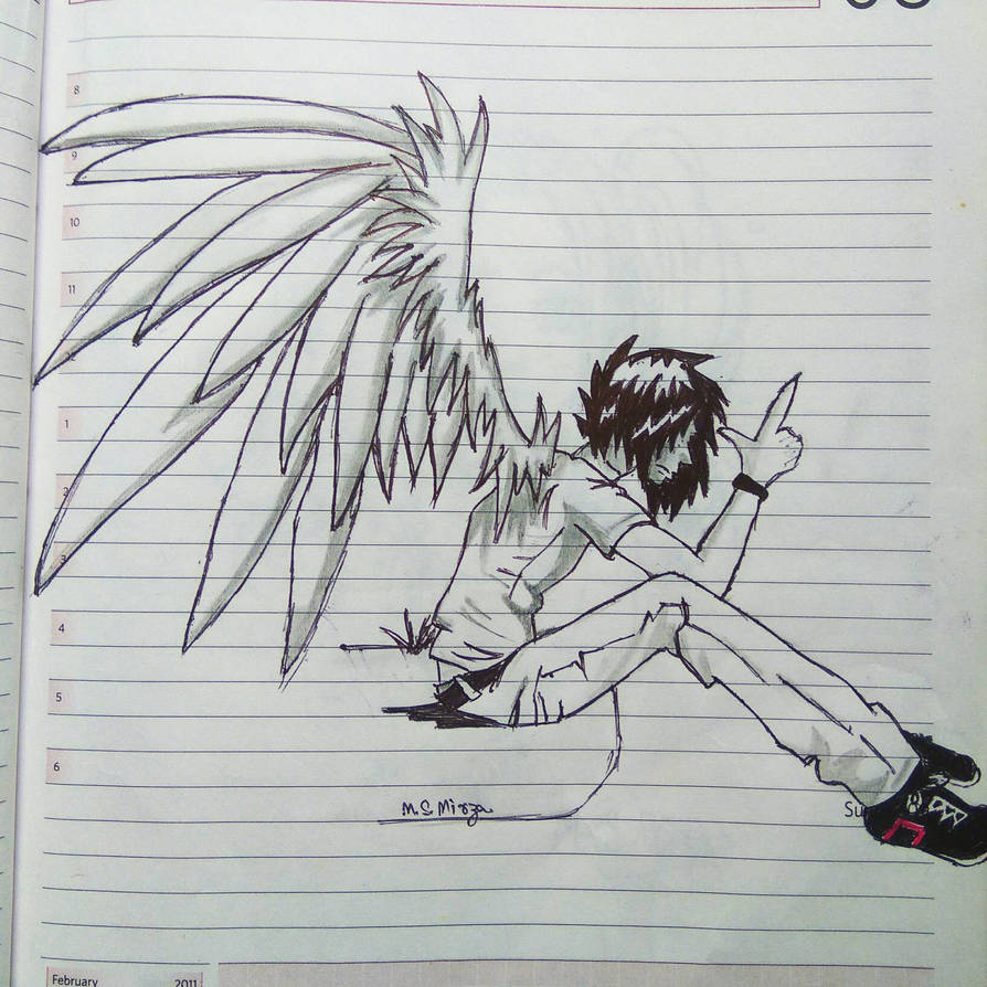 Winged Anime boy drawing by Mohd Shad Mirza by iamshadmirza on ...