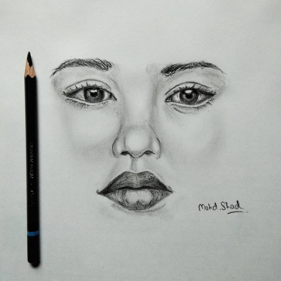 Girl face drawing by iamshadmirza on DeviantArt