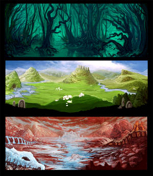 Shadow Spires background illustrations