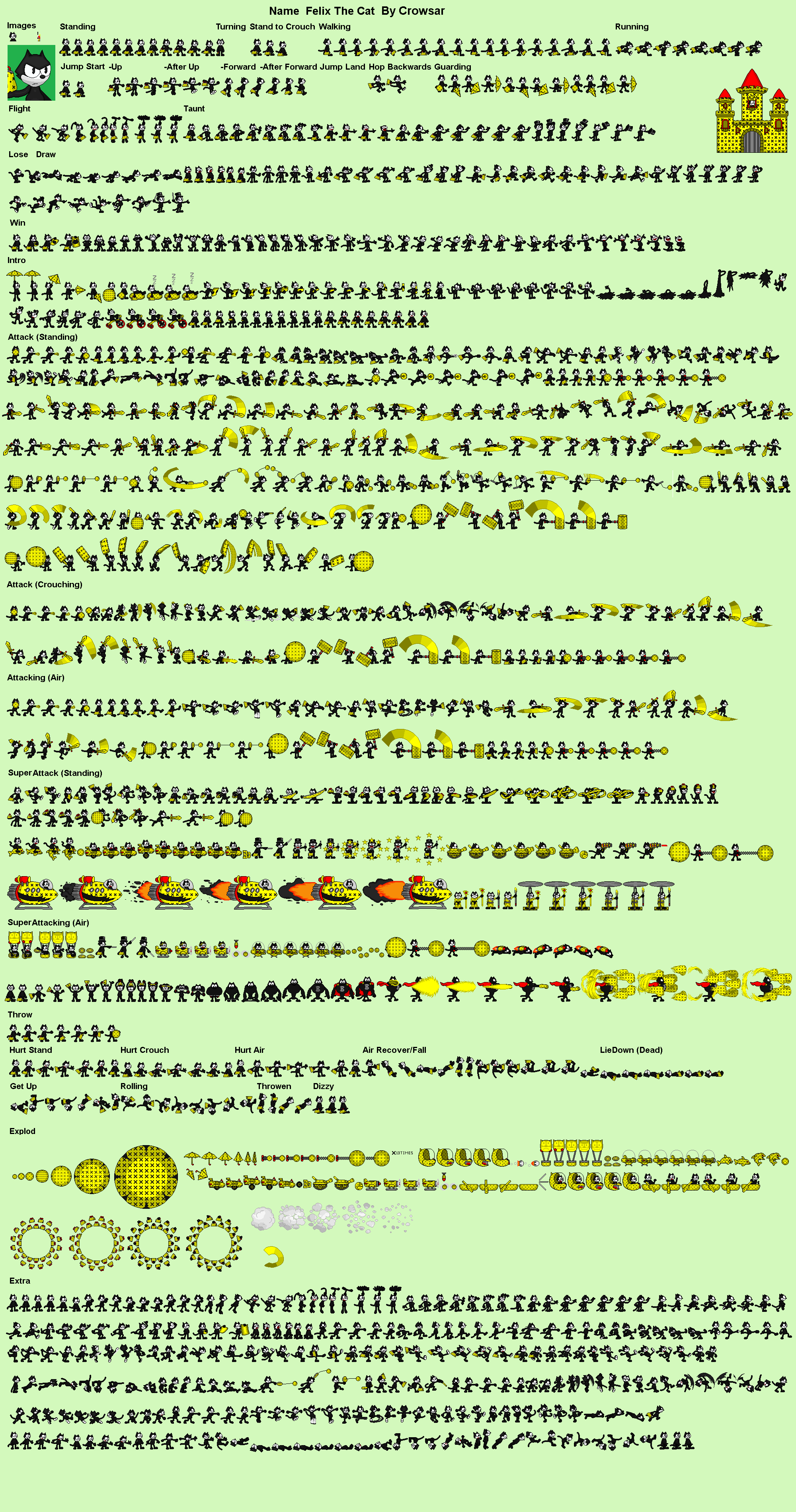 Felix The Cat Sprite Sheet by CrowSar on DeviantArt