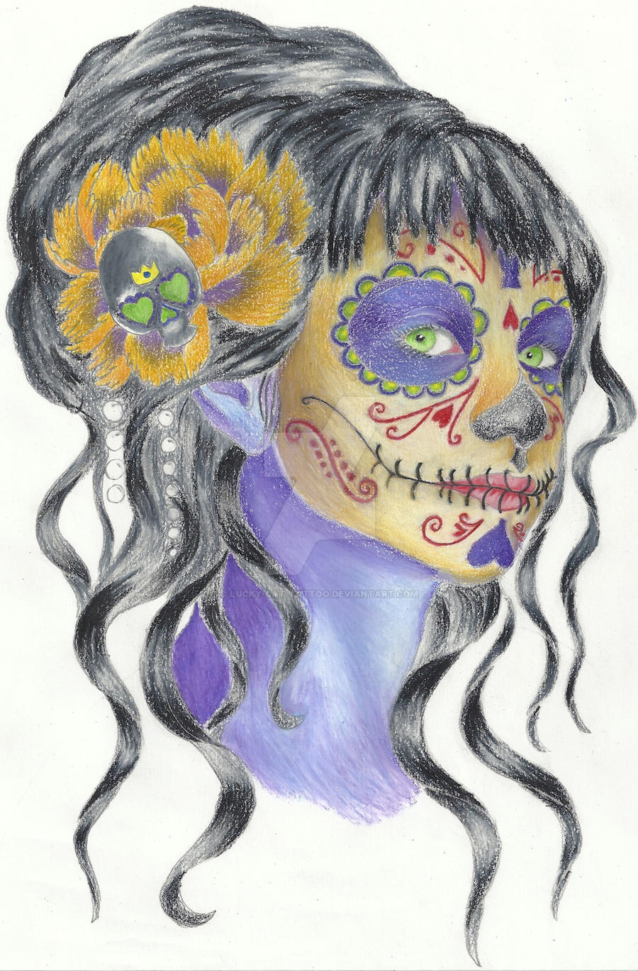 Day Of The Dead Finished By Lucky Cat Tattoo On Deviantart