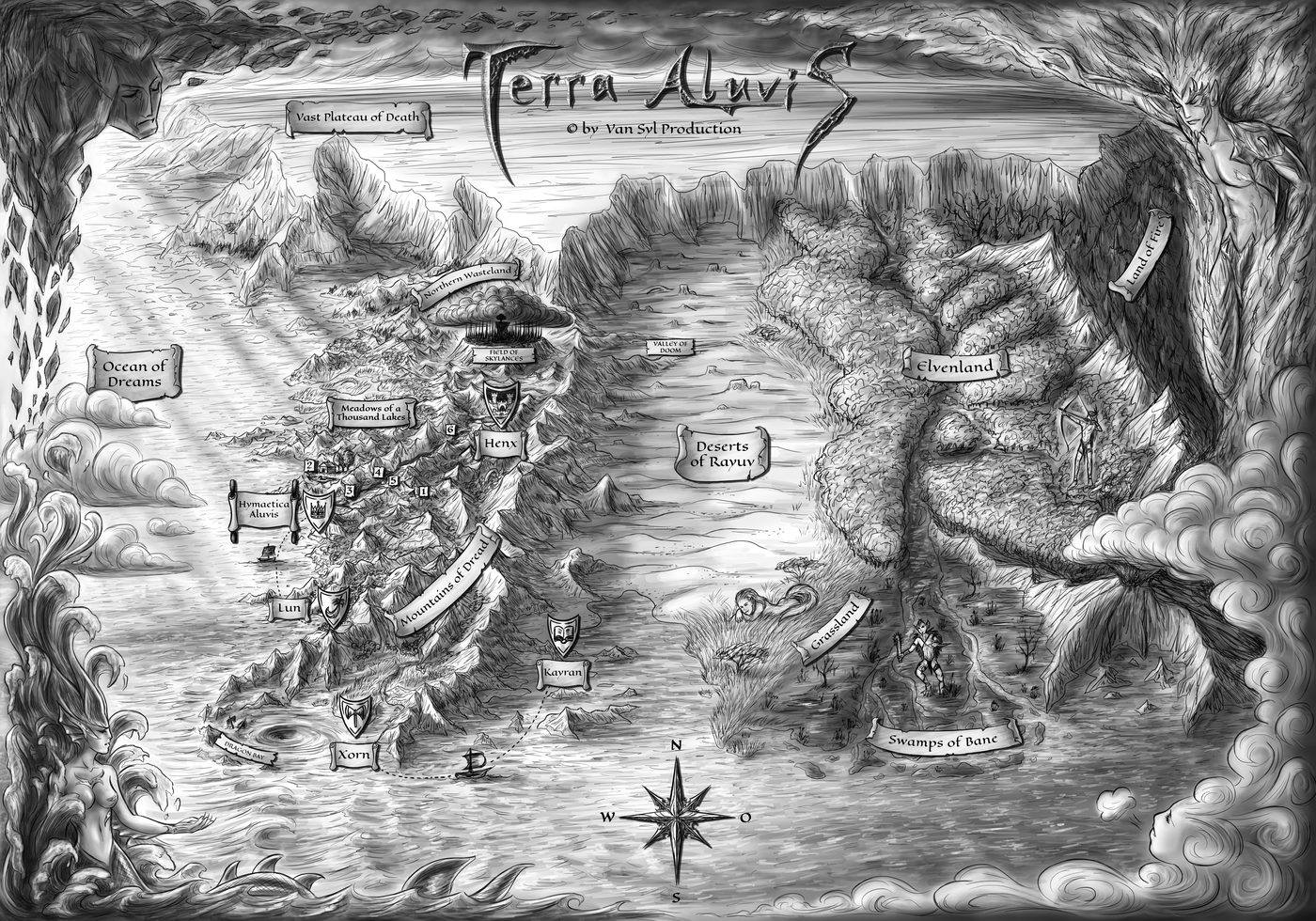 Terra Aluvis - Old Illustrated Map (english)
