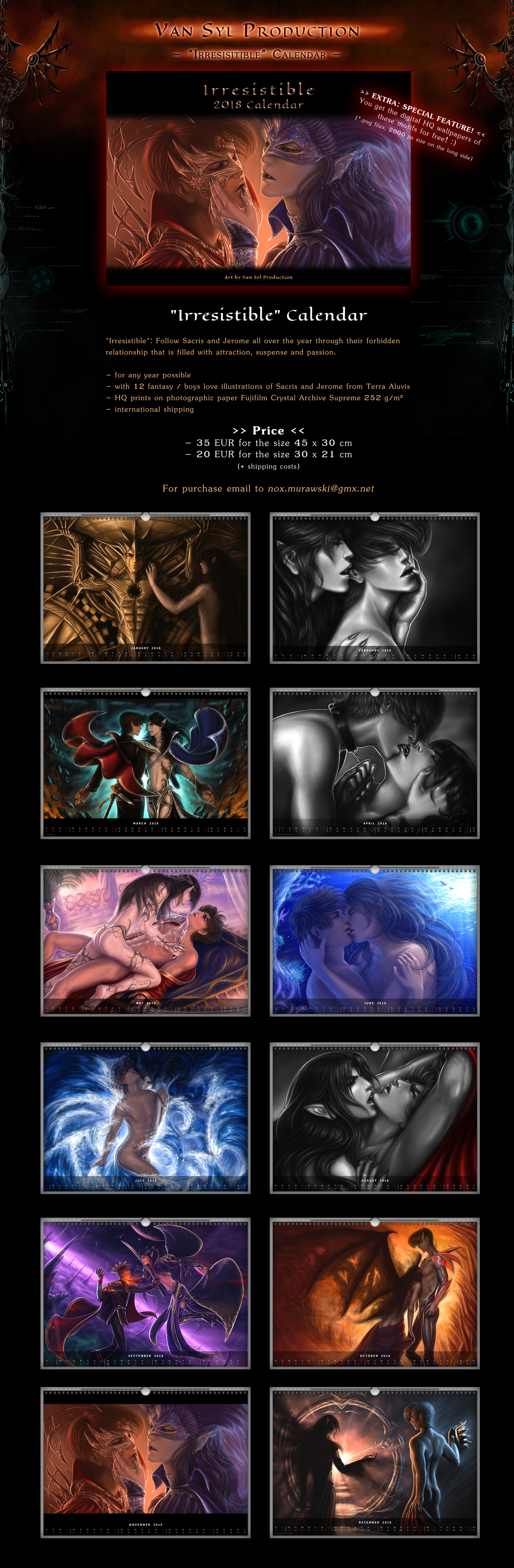 SALE! 'Irresistible' Fantasy Boys Love Calendar