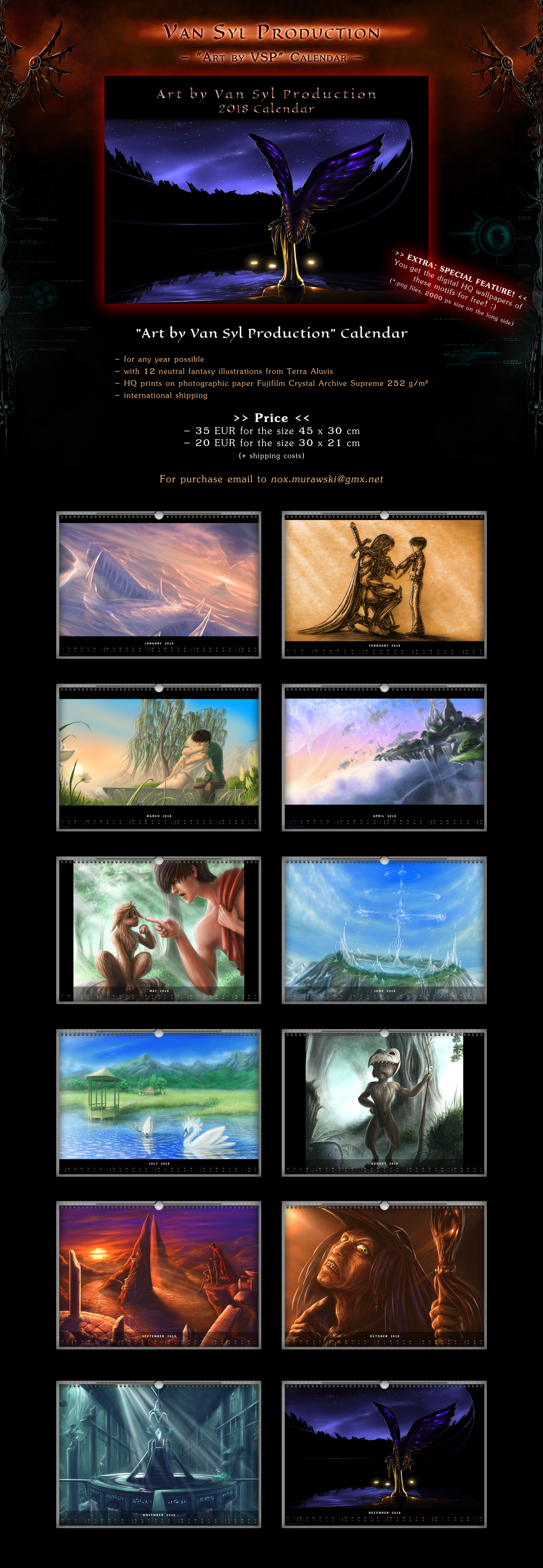 SALE! 'Art by VSP' Fantasy Concept Art Calendar