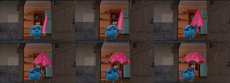 Shiny's parasol retraction