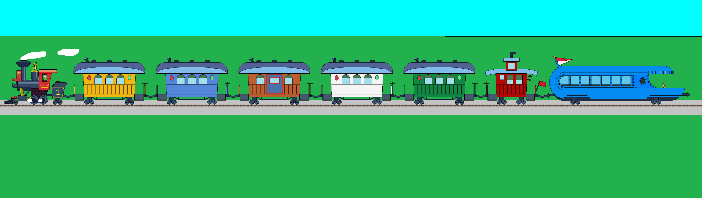 Casey Jr Color Codes Casey Jr And His Passenger Train With Private Car by TheJaLeonard on ...