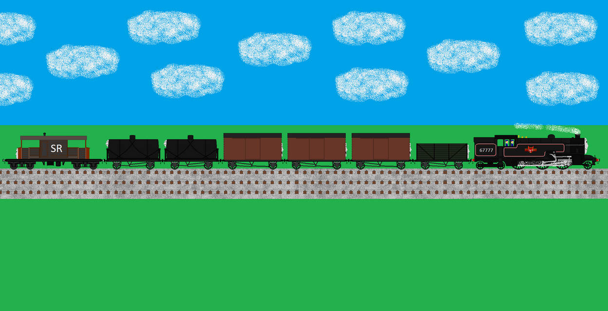 Max pulling a goods train by TheJaLeonard on DeviantArt