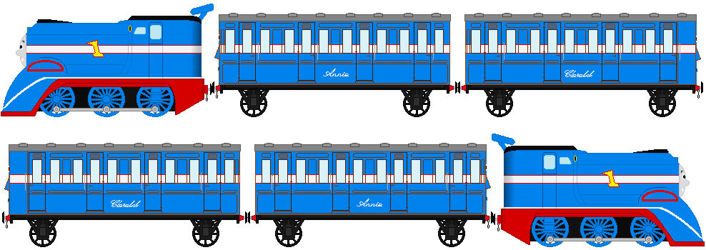 Streamlined Tom Moss Streamlined Thomas with Annie and Clarabel by TheJaLeonard on DeviantArt