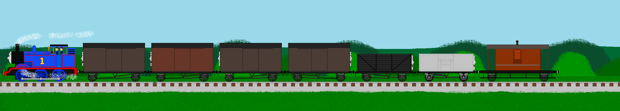 Thomas with a goods train by TheJaLeonard on DeviantArt