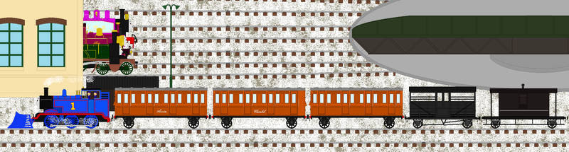 Emily, Lady and Rosie watch Thomas passing by