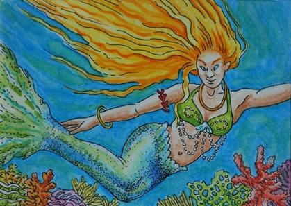 Sea Coral Mermaid ATC