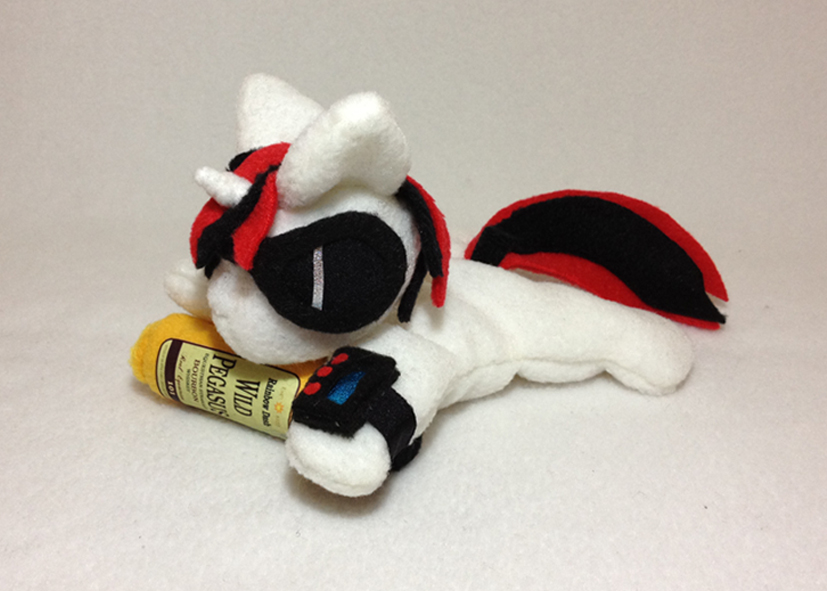 Blackjack beanie plush with sunglasses and bottle