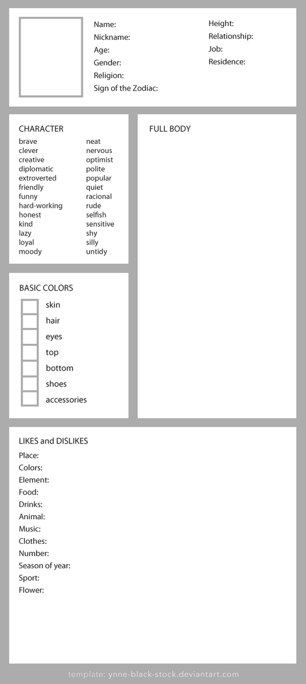 Original Character Template by ynneblackstock on DeviantArt Original Character Template by ynneblackstock on DeviantArt