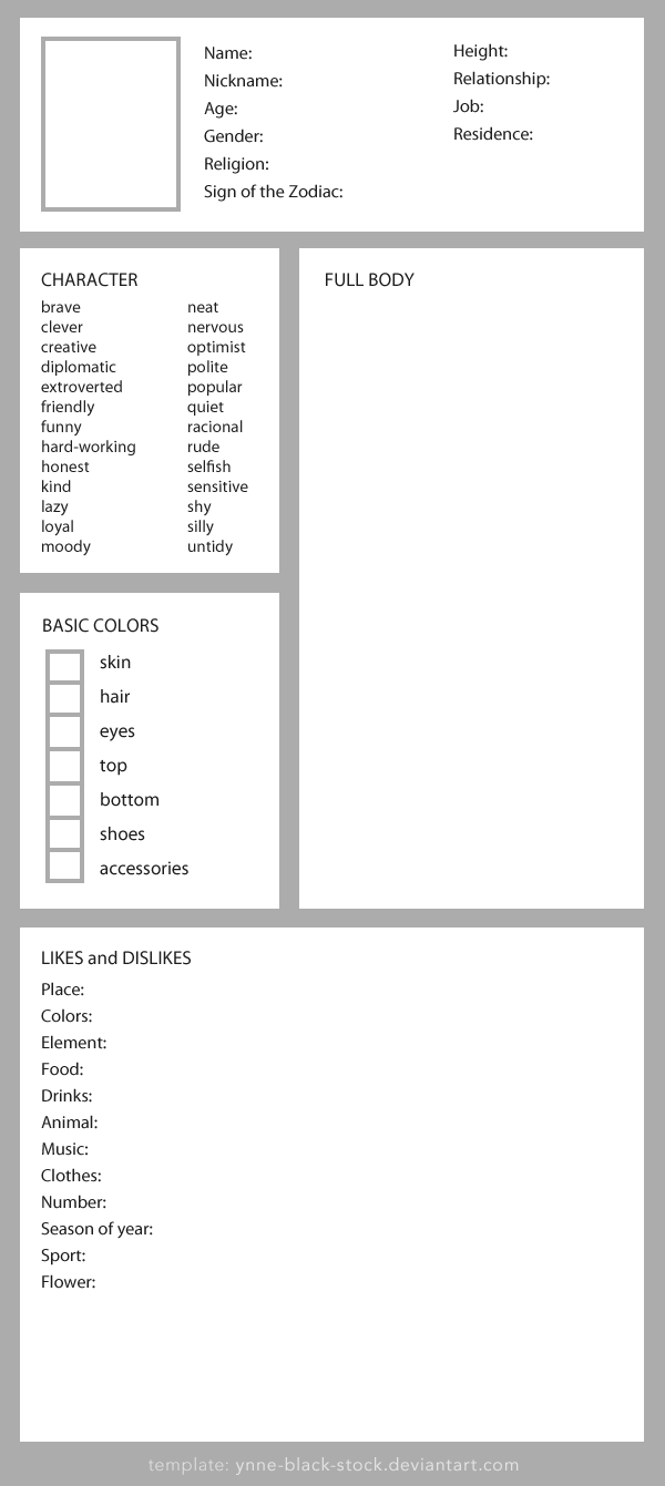 Original Character Template By Ynne Black Stock On Deviantart