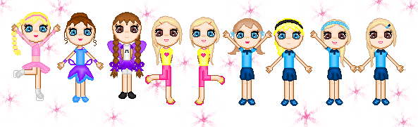 9 little pixel dolls