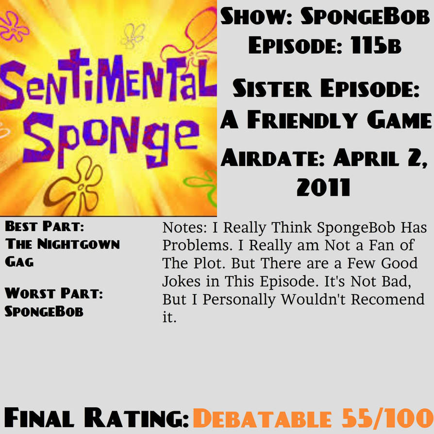 Sentimental Sponge Pattern Sentimental Sponge Review (SpongeBob) by ViddyGuyGames on DeviantArt