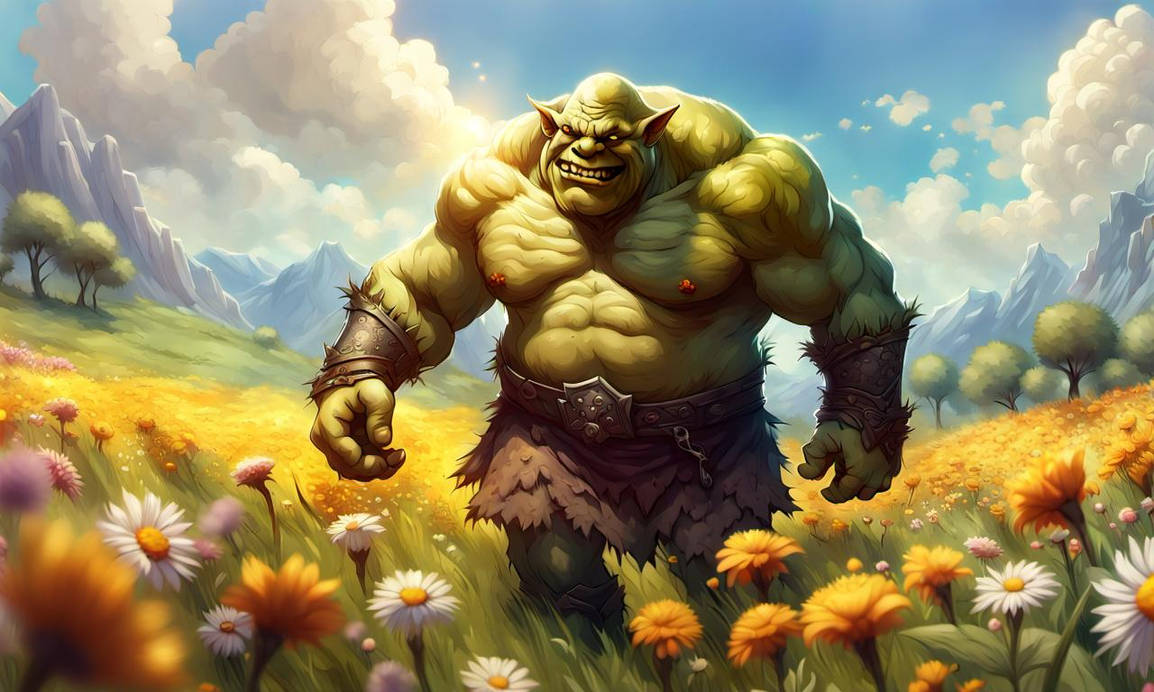 Ogre Fall ogre in field of flowers by jimpen1967 on DeviantArt