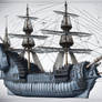 17th Century Warship, Blueprint Style 2