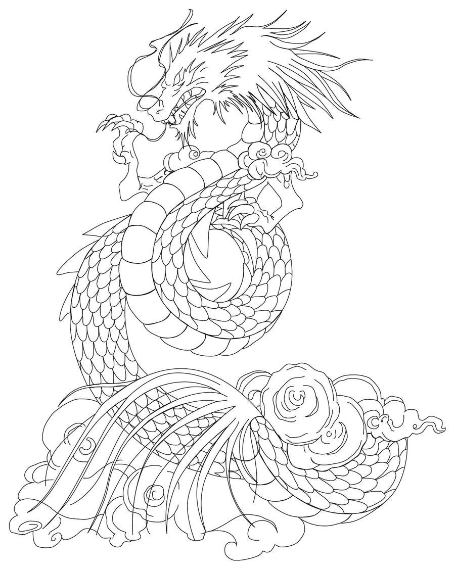 Shiryu Dragon tattoo lineart by Azraeuz on DeviantArt