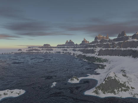 snowy mountains terraces thing