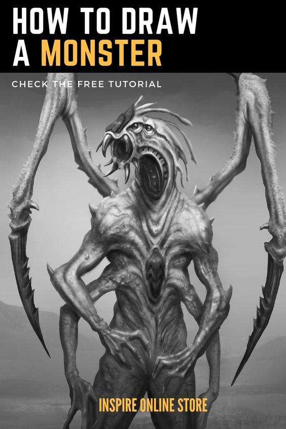 How To Draw A Monster. Step By Step And Tutorial.