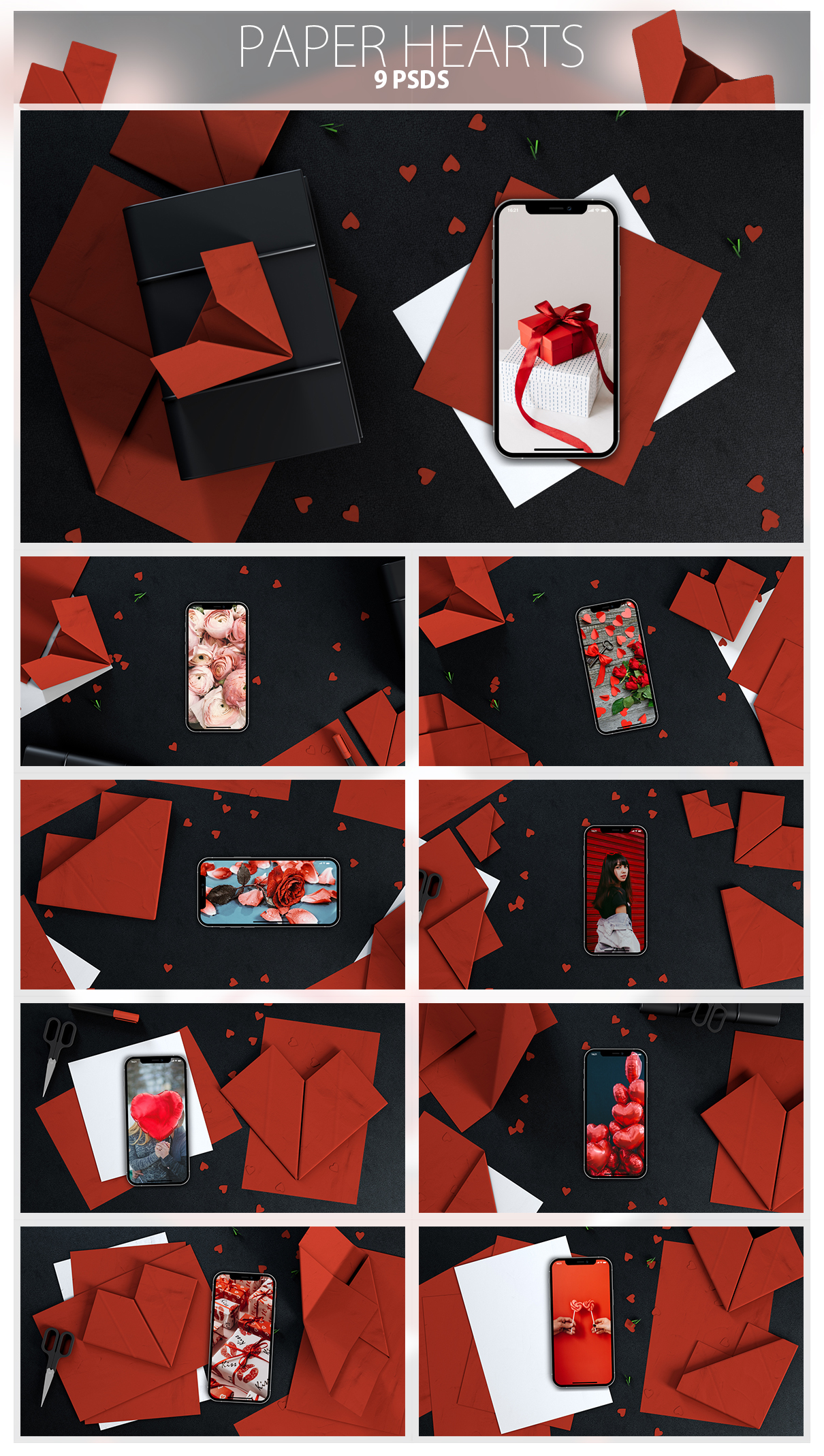 Paper Heart PSD Mock-ups