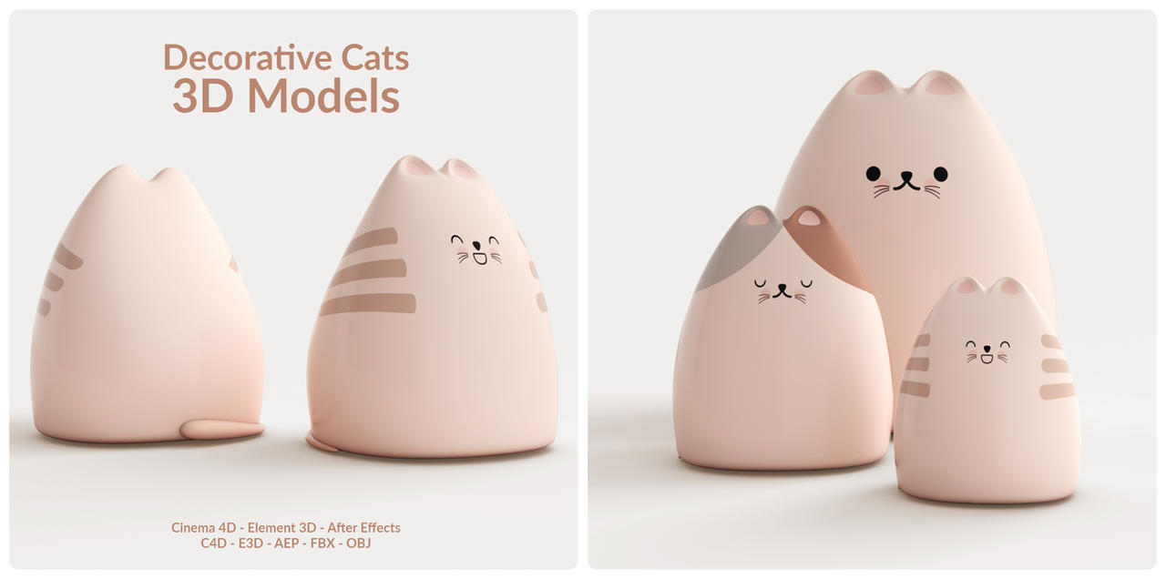 Deco Cats 3D Model Pack