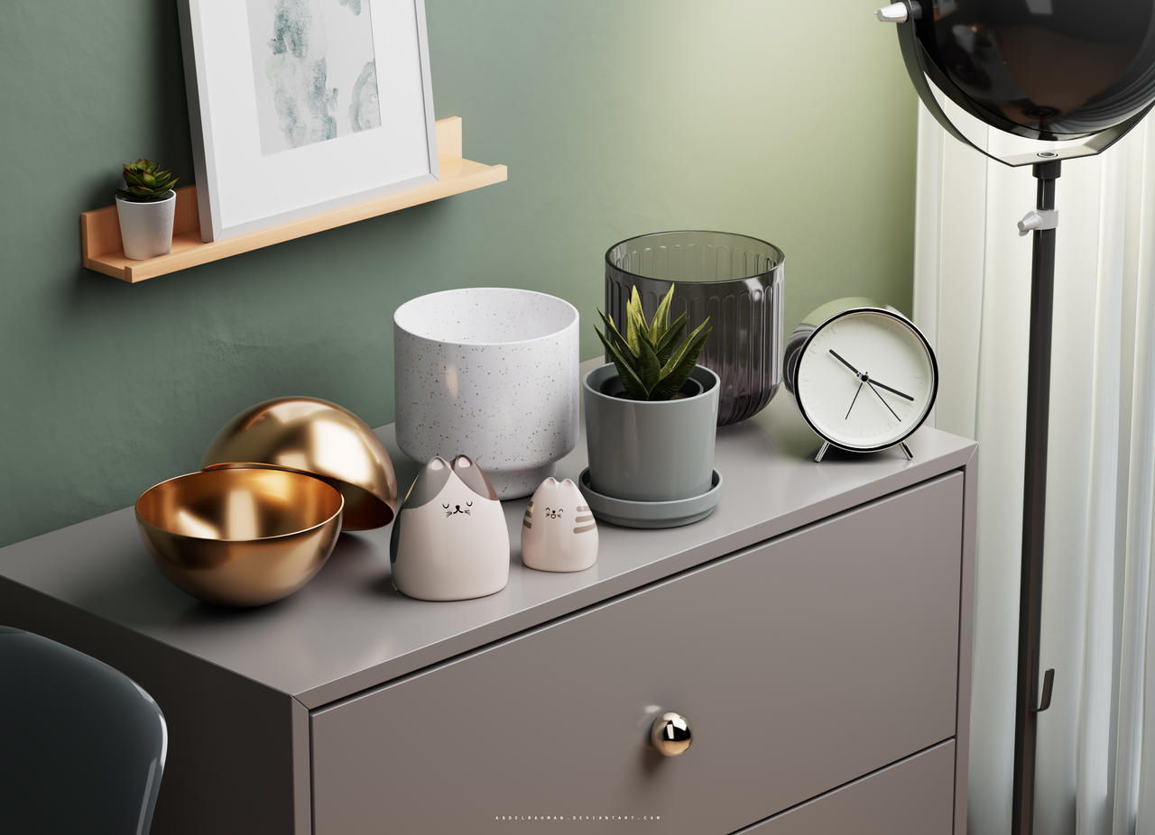 Deco Objects on Top of Cabinet