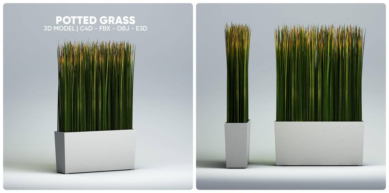 Deco Potted Fejka Grass Plant 3D Model
