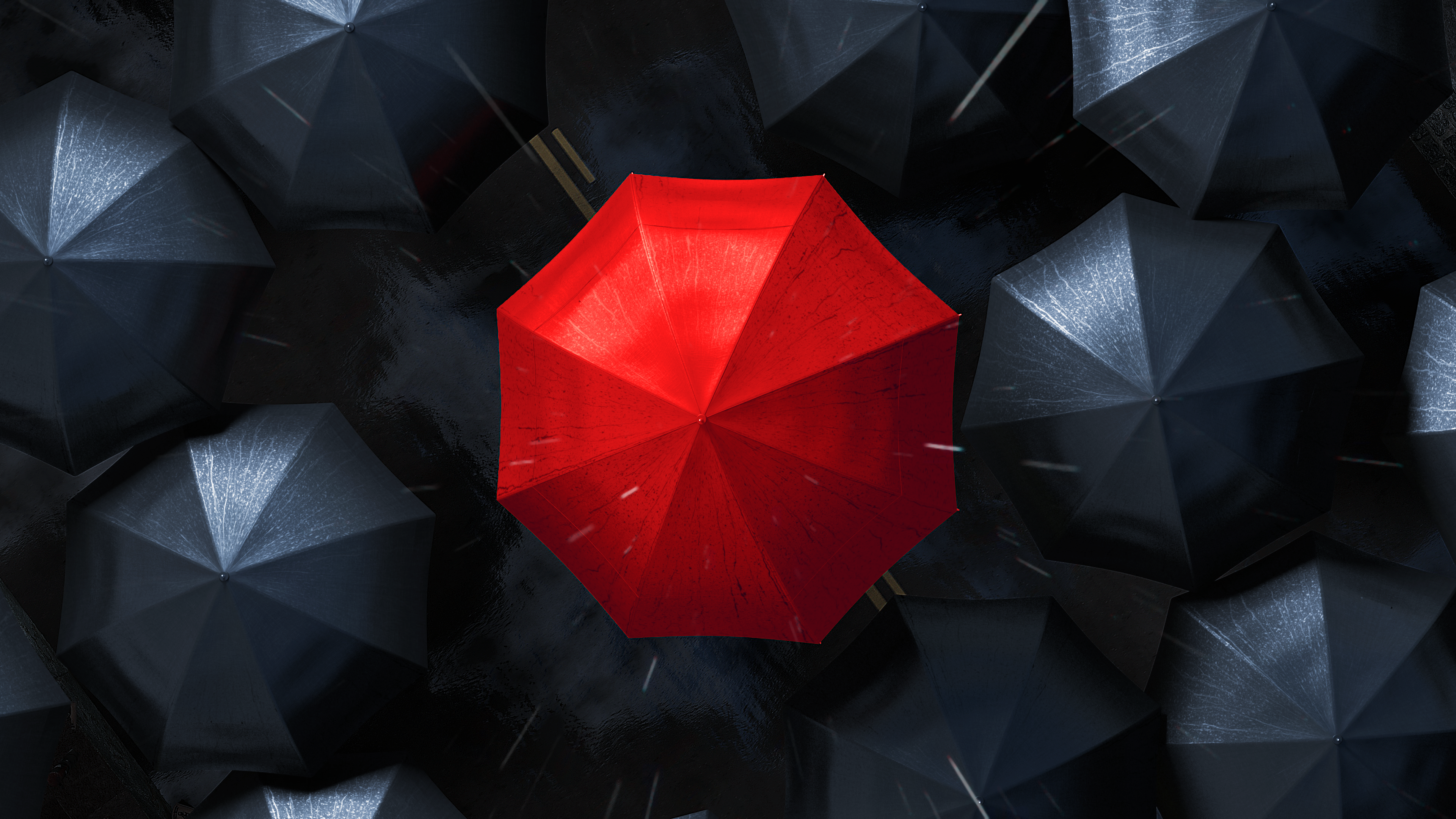 Red Umbrella | 4K Wallpaper