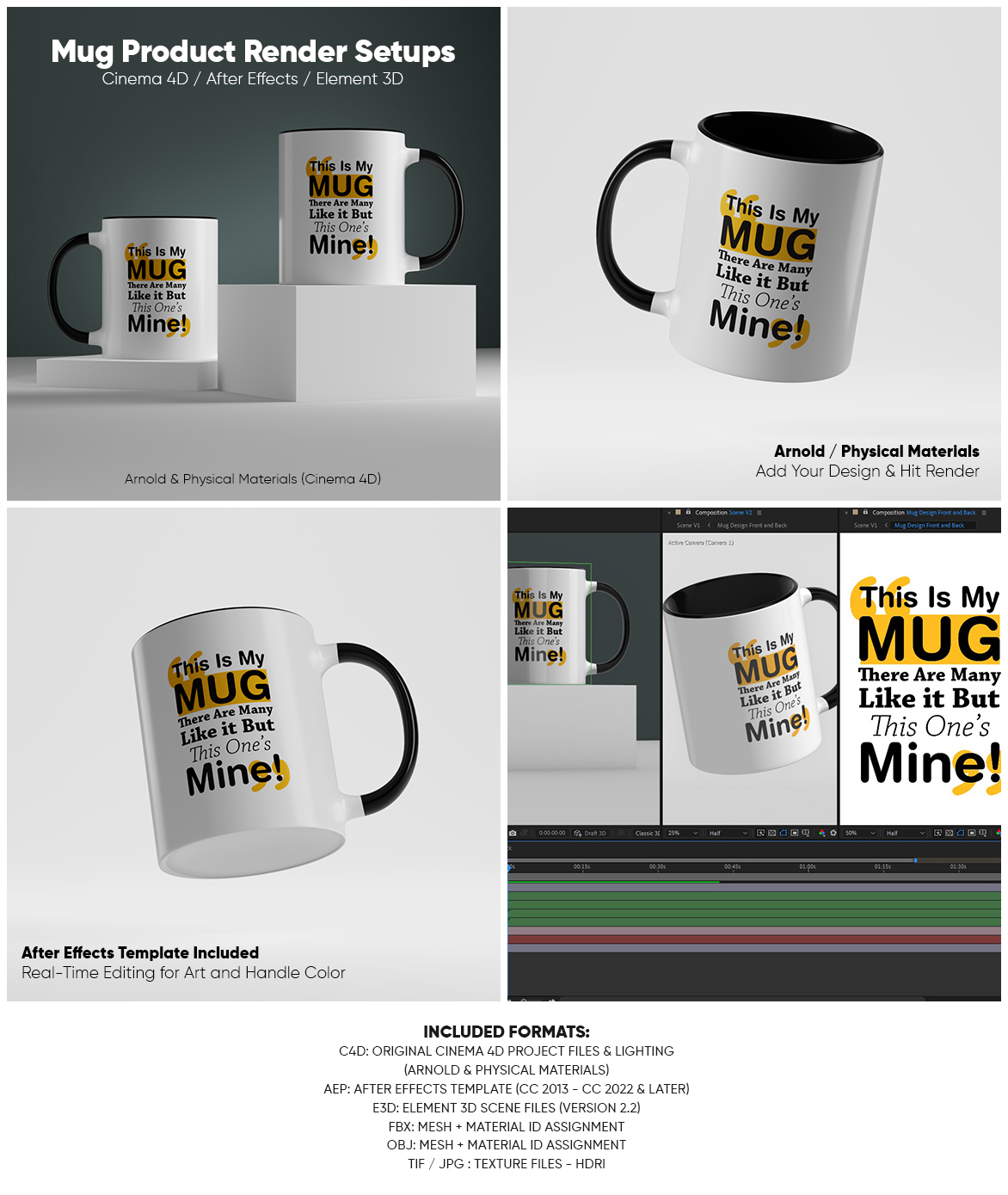 Mug 3D Mockup for After Effects and Cinema 4D