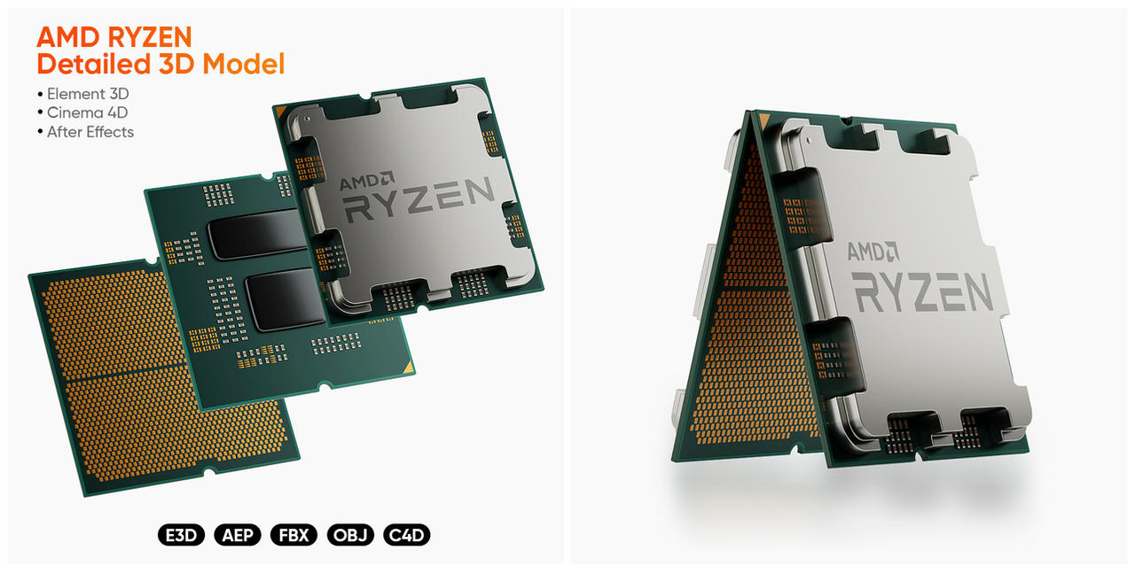 AMD Ryzen 9 CPU 3D Model Download