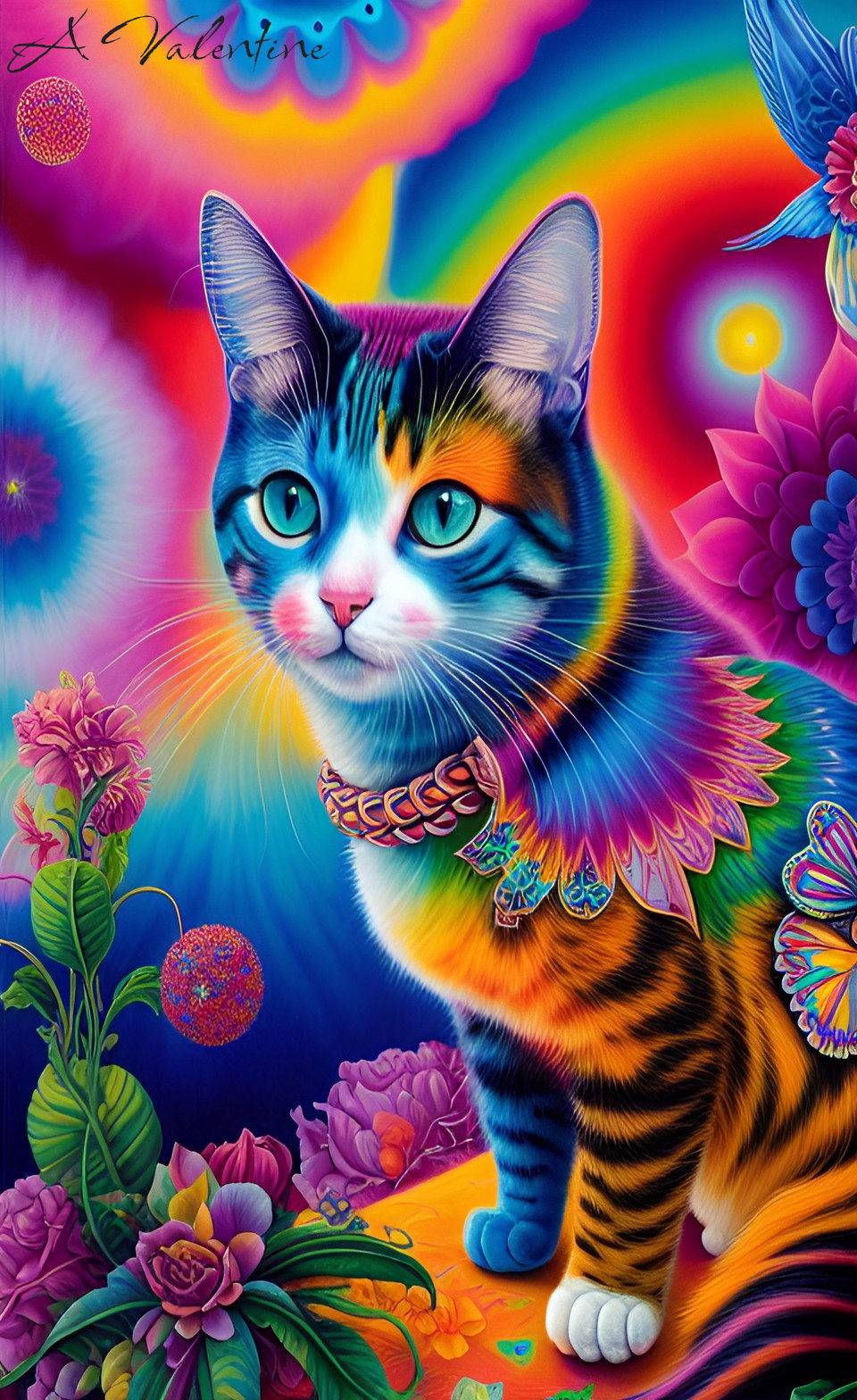 (The Lisa Frank Inspired Series) Cat by LadyValsArt1983 on DeviantArt