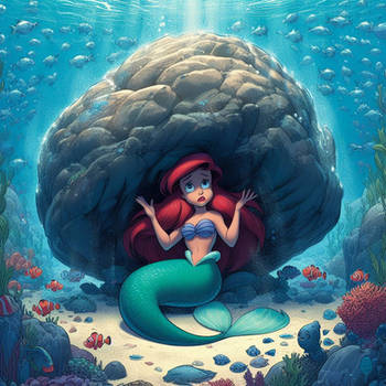 Ariel under a rock