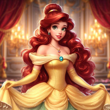 Ariel wearing Belle's outfit