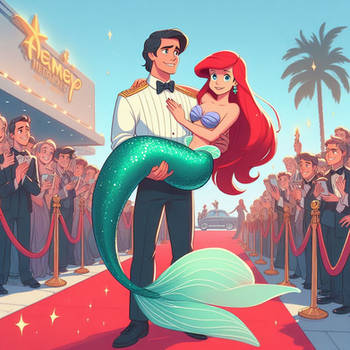 Ariel and Eric arrive for the big premiere