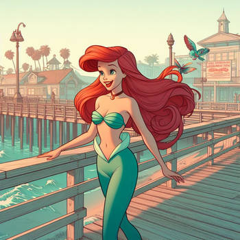 Ariel strolling down the boardwalk