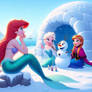 Ariel and Arendelle sisters having winter fun