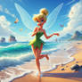 Tinker Bell running on the shores of Neverland