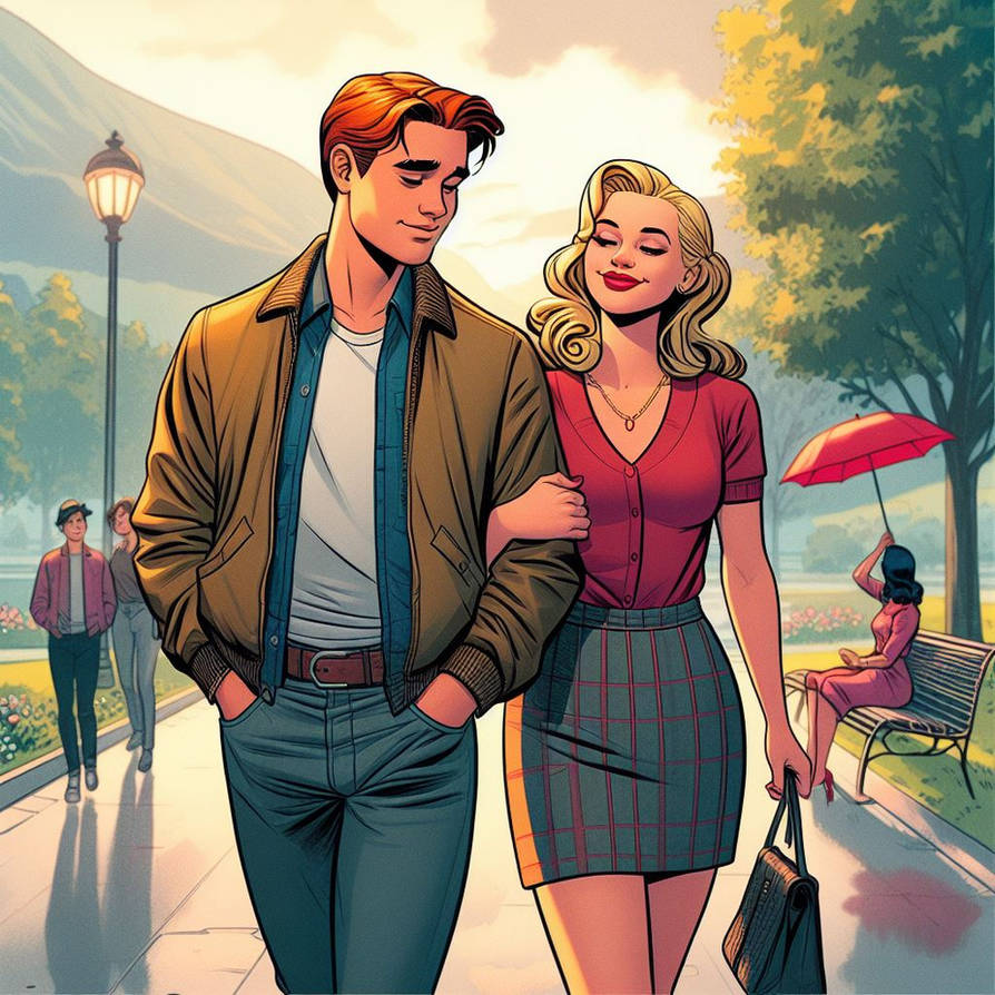 Betty and Archie enjoying a walk around town by FloodUnversed on DeviantArt