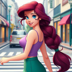 Ariel on her daily walk around town