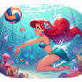 Ariel playing water volleyball