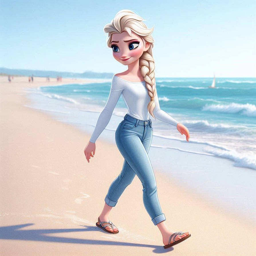 Elsa morning walk on the beach by FloodUnversed on DeviantArt