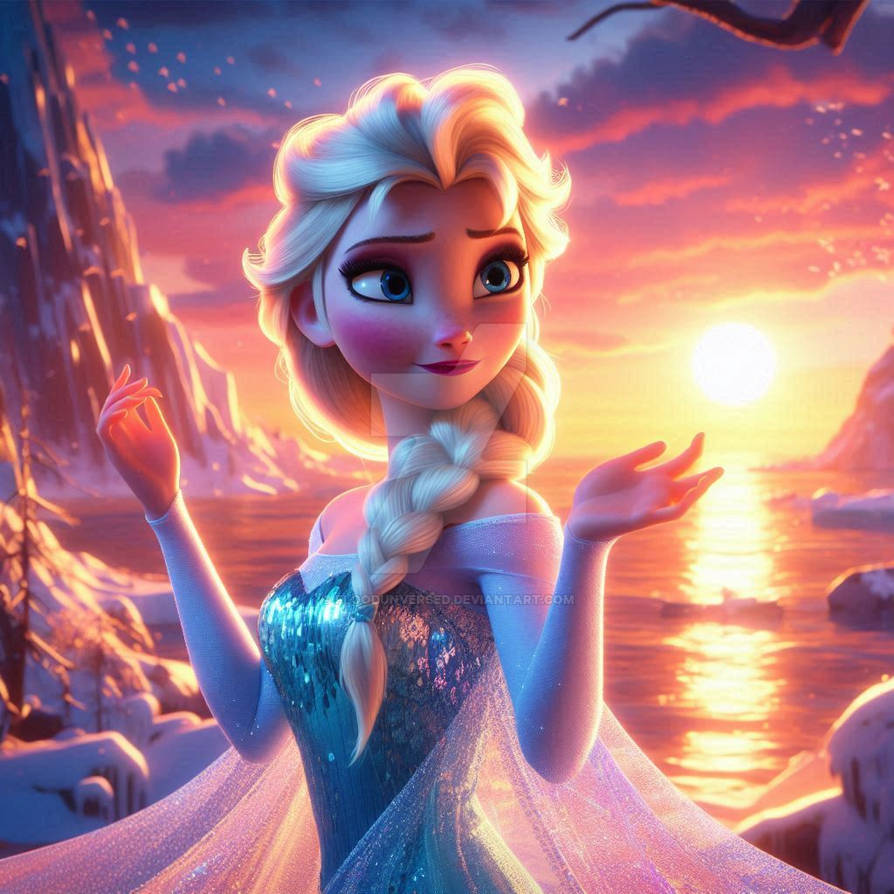 Sun Elsa Elsa enjoying the sunset by FloodUnversed on DeviantArt