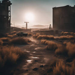 Post apocalyptic landscape, photo style