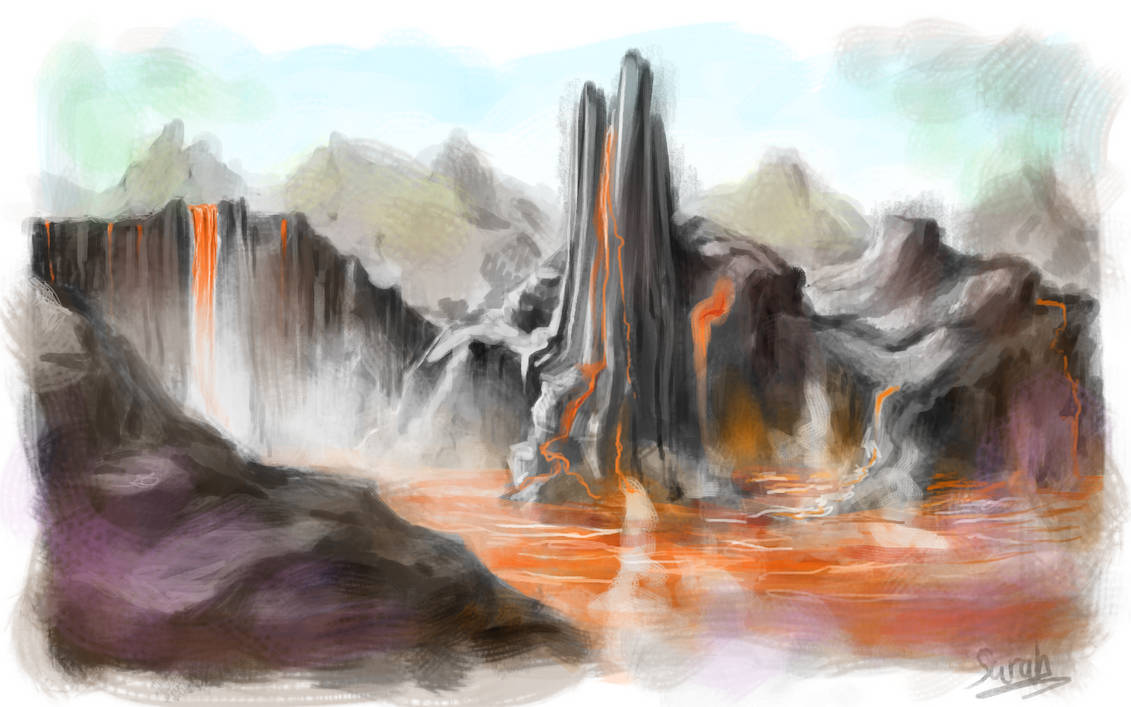 Magma Creatuin Magma landscape by Sasadraw on DeviantArt