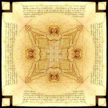 Vitruvian Man - Quadgram Kaleidoscope Mandala
