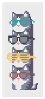 Mini Pixel Cats In Glasses Pile