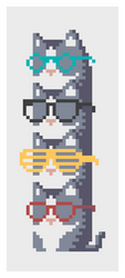 Mini Pixel Cats In Glasses Pile